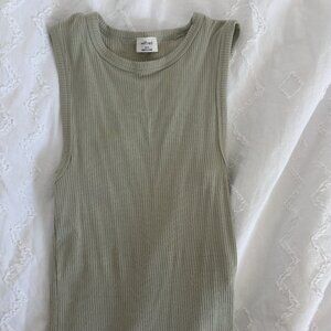 Aritzia Wilfred Light Green Top with Ribbing in XXS